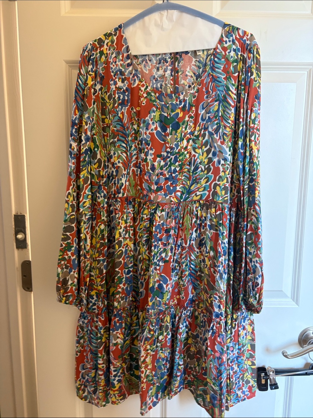 JODIFL Multicolor Floral Long-Sleeve Tiered Dress